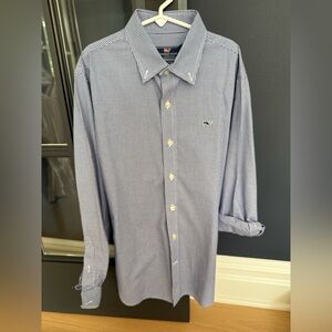 Vineyard Vines kids Navy Gingham Dress Shirt size medium 12-14